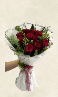 10'lu İthal kırmızı gül buketi