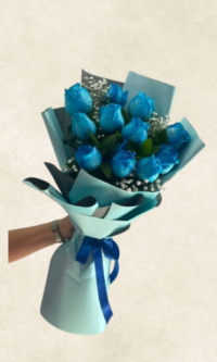 11 mavi gül buketi
