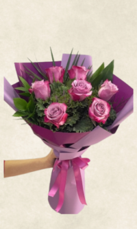 Bodrum Çiçek Market 7 İthal mor gül buketi
