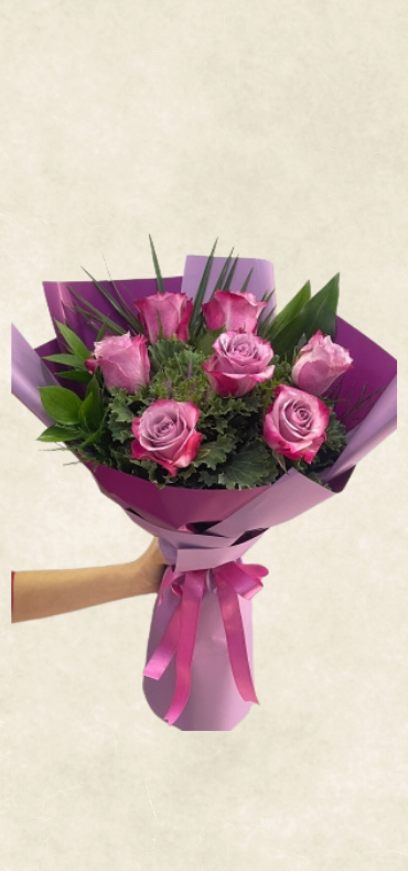 7 İthal mor gül buketi 7 İthal mor gül buketi