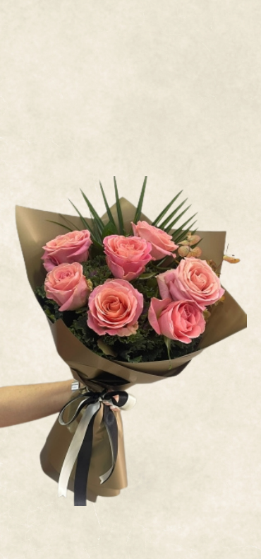 7 İthal somon gül buketi 7 İthal somon gül buketi