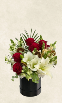 kırmızı gül lilyum tasarım aranjman
