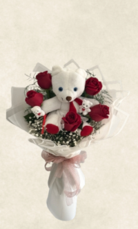 Bodrum Çiçek Market ayıcık ve kırmızı gül buketi
