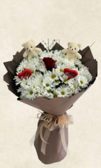 papatya gül ayıcık Çikolata buketi
