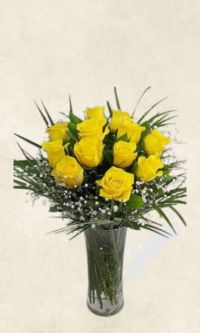 vazoda 12 İthal sarı gül