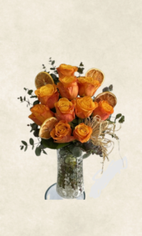 vazoda İthal turuncu gül aranjmanı