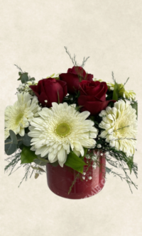 Bodrum Çiçek Market kırmızı vazoda Çiçek aranjmanı