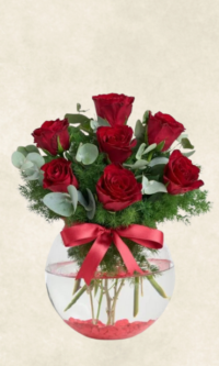Bodrum Çiçek Market vazoda 7 kırmızı gül