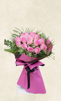 15 İthal pembe gül buketi