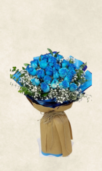21 mavi gül buketi