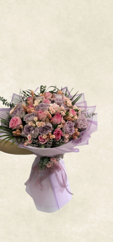 30 lila ve pembe gül buketi 30 lila ve pembe gül buketi