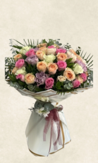 renkli İthal 41 gül buketi