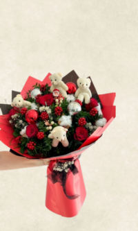 yılbaşı Çiçeği ve oyuncak pembe ambalaj