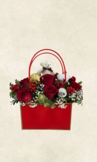 kırmızı Çantada yılbaşı Çiçeği