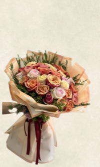 deluxe renkli gül buketi