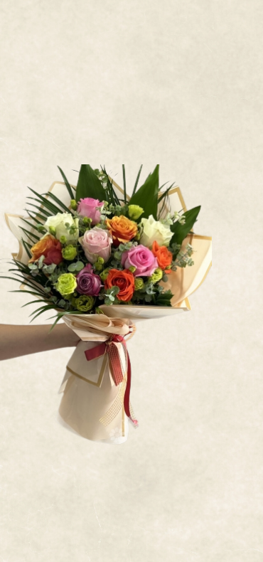 İthal renkli gül buketi İthal renkli gül buketi