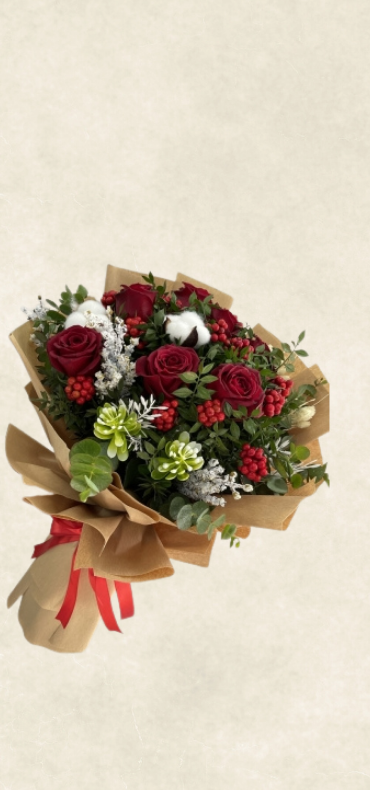 kokina yılbaşı Çiçek buketi krem ambalaj kokina yılbaşı Çiçek buketi krem ambalaj