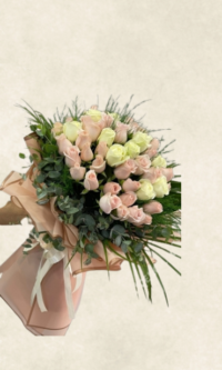 41 lüks pembe beyaz gül buketi