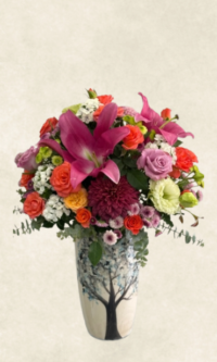 renkli Çiçeklerle tasarım aranjmanı