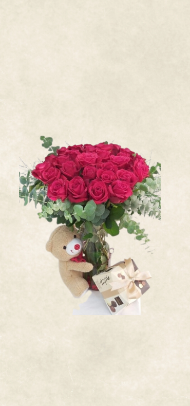 vazoda 21 gül ayıcık ve Çikolata vazoda 21 gül ayıcık ve Çikolata